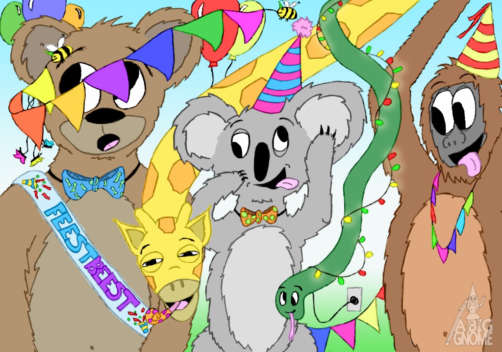 animal birthday party illustration for children