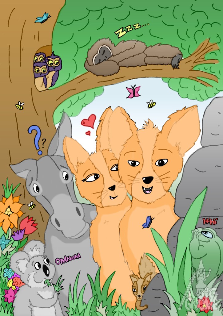 illustration for kids of various animals in the woods