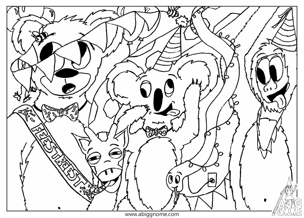 Kleurplaat dieren verjaardag