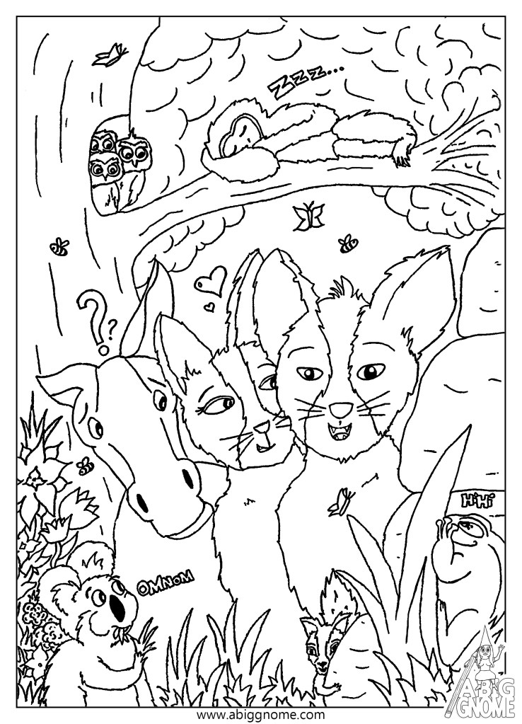 Kleurplaat dieren in het bos