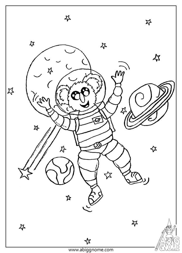 Kleurplaat Koala Astronaut