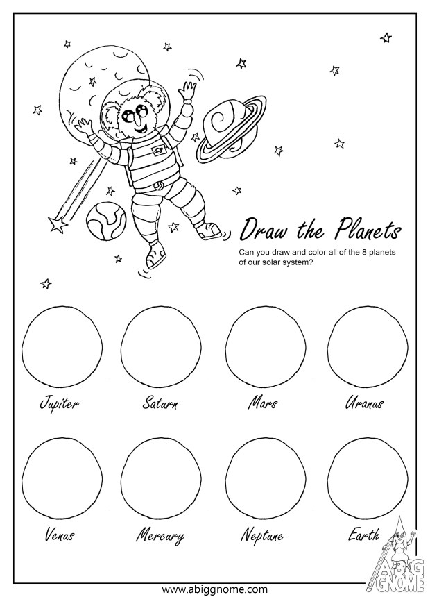 Activiteitenpagina Teken en Kleur de Planeten