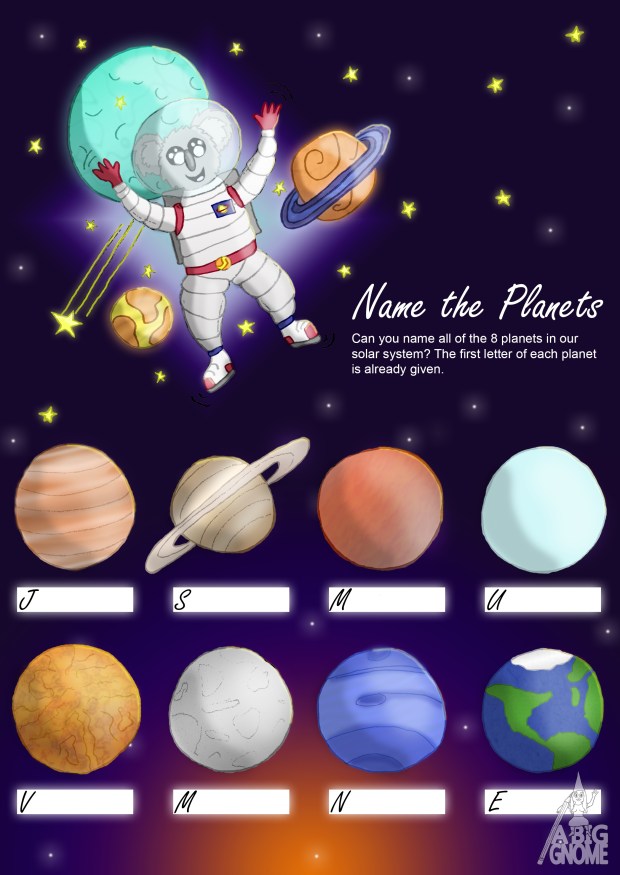 activity page for children of the planets in our solar system