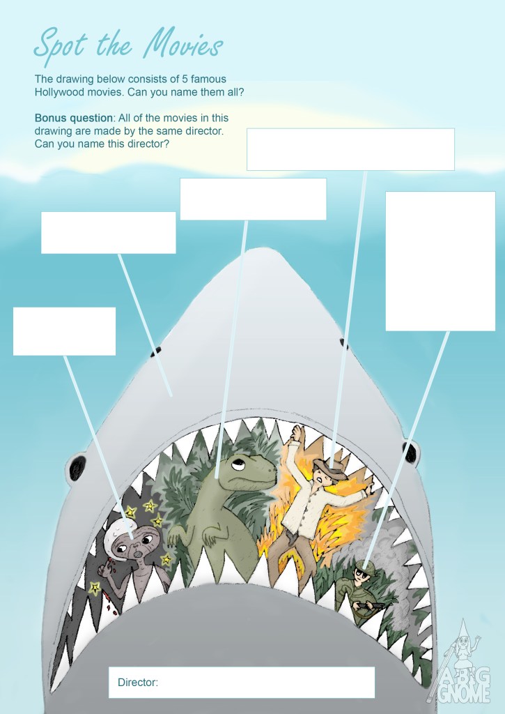 activity page for kids spot the movies in the illustration