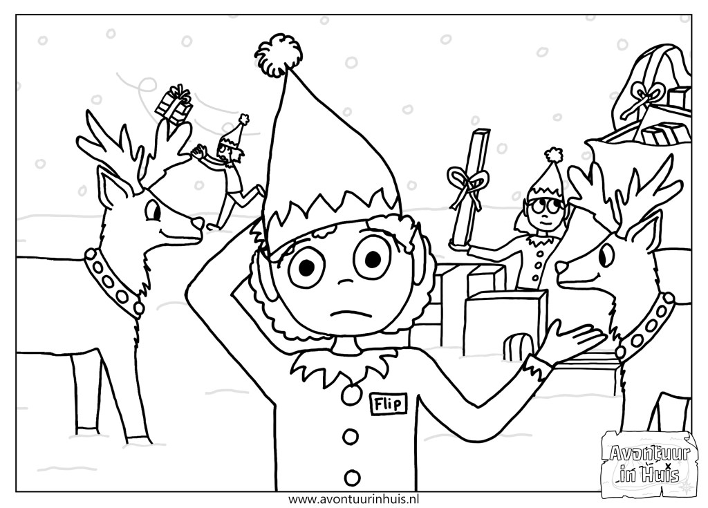 Kleurplaat Kerst Avontuur in Huis